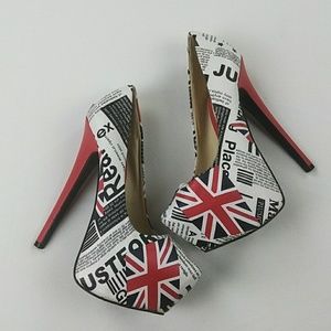 Bumper platform stiletto high heel British red